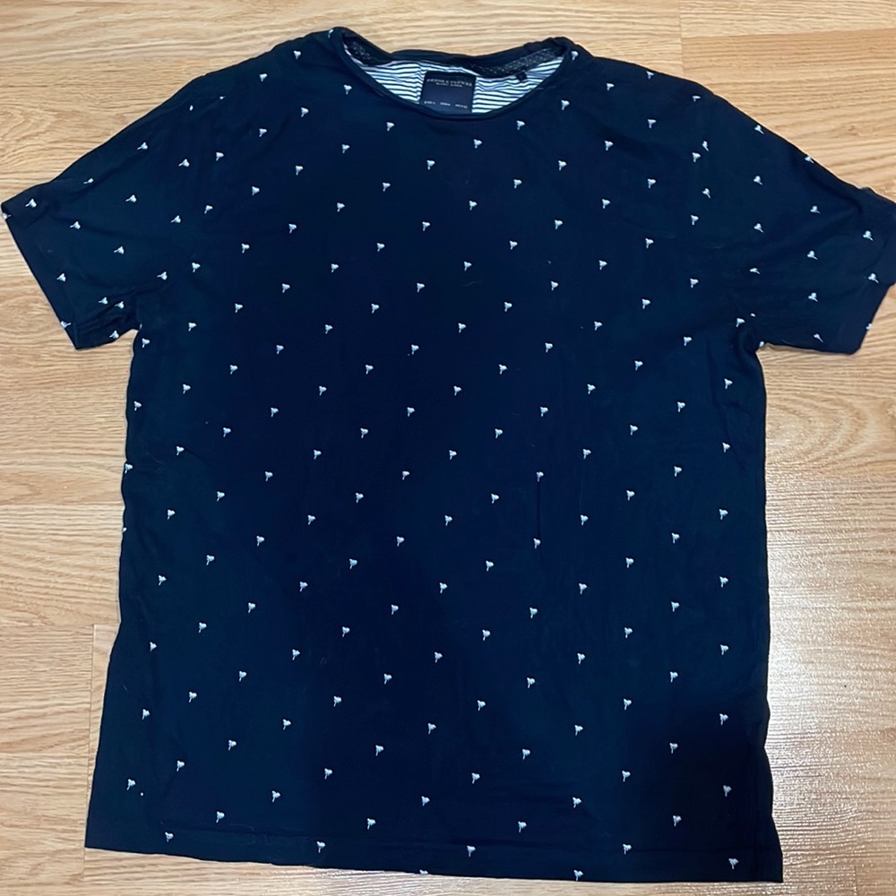 Denim & Flower Palm Tree Design T-shirt